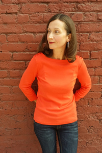 Kathleen in orange shirt